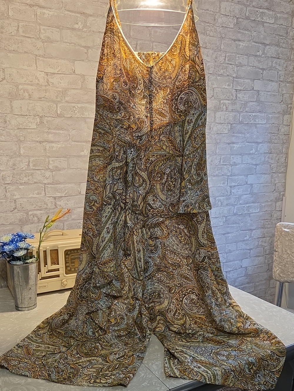 Emma & Michele Paisley Jumpsuit in Yellow and Olive